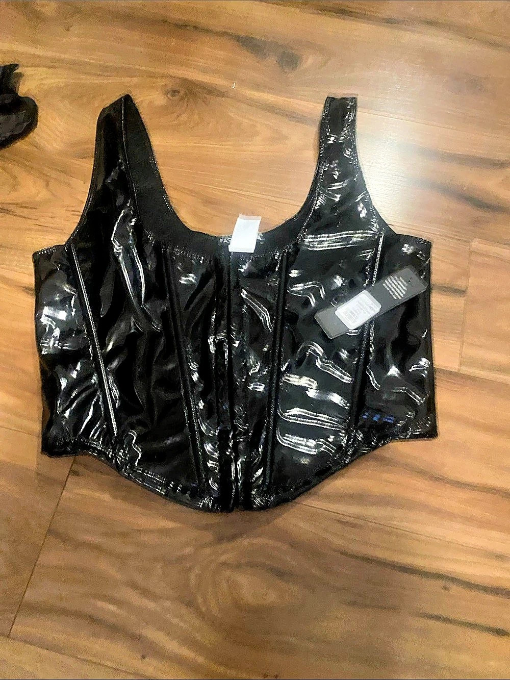 Windsor Black Patent Crop Top NWT